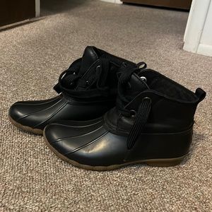 Black Sperry duck boots